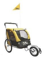 Kinderwagen met loopwiel - inklapbaar, 20 inch wielen, handrem, 2 kinderen, max 50 kg afbeelding