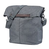 Basil city shopper - fietsshopper, grijs melee, 14-16l, vegan leder, waterkerende vouwsluiting, reflectie afbeelding