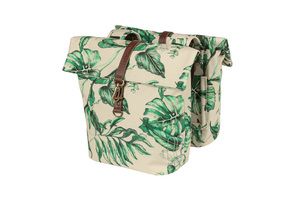 Basil ever-green dubbele fietstas, gerecycled pet, waterkerende vouwsluiting, unisex, fiets, sandshell beige afbeelding