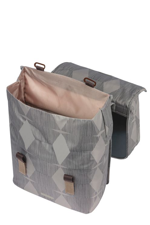 Basil elegance dubbele fietstas, gerecycled pet, waterkerend, mik, zwart, 40-49l afbeelding