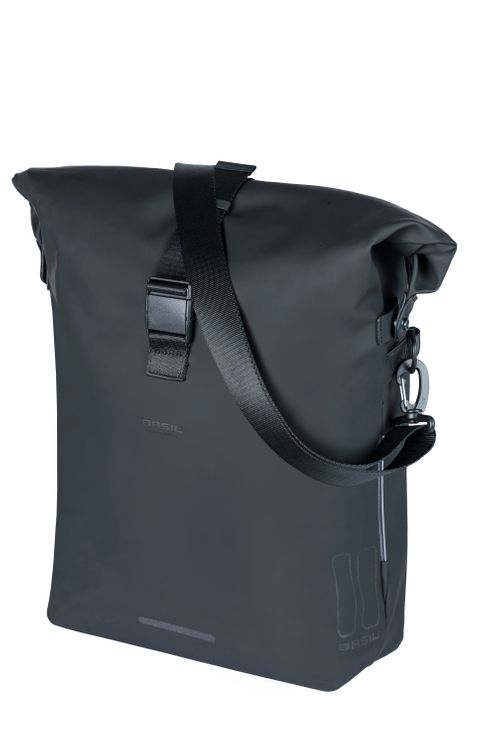 Basil soho mik side fietsschoudertas - zwart, waterdicht, pu, nordlicht led, 17l afbeelding