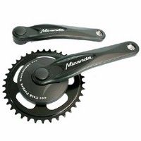 Miranda crankstel alfa 1 38t, cranklengte 170mm. zwart, aluminium, spieloos. met disc afbeelding