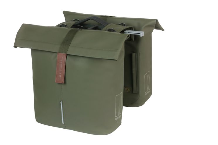 Basil tas city dubbel mik vegan leather | moss green afbeelding