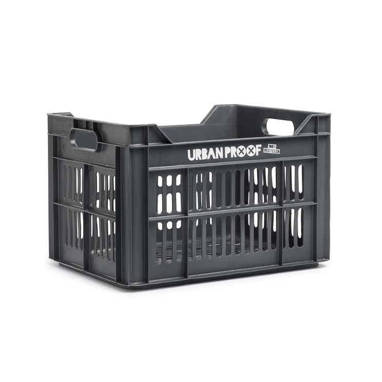 Urbanproof Fietskrat recycled 30 liter polypropyleen asgrijs