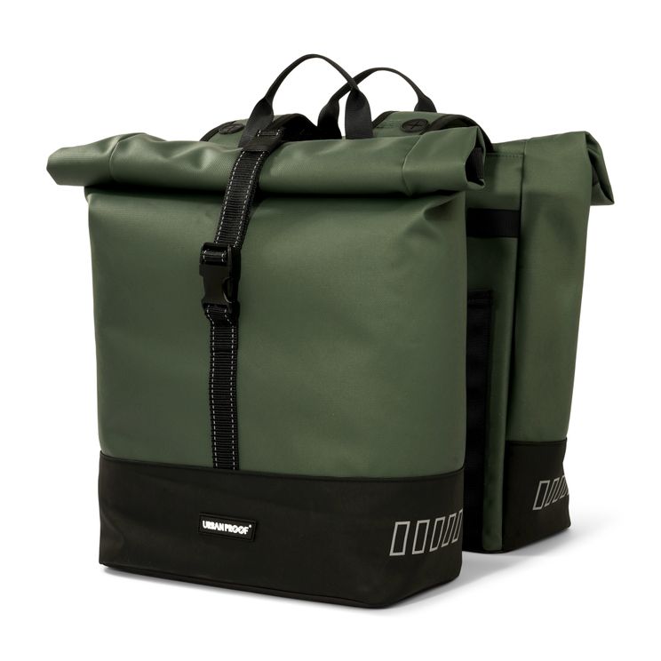 Urbanproof rolltop dubbele fietstas 38 liter groen afbeelding